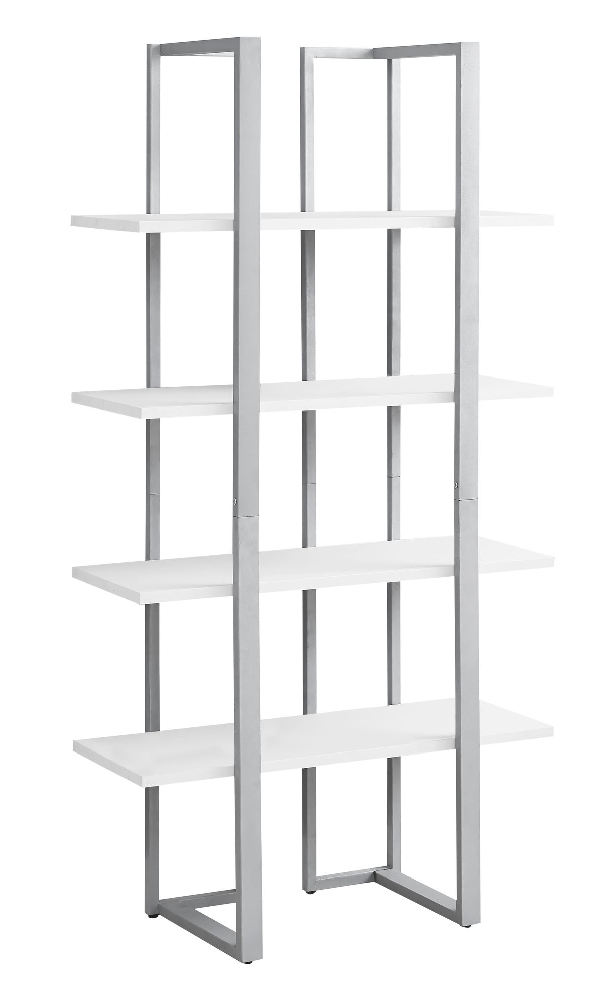 Details About Monarch Specialties I 7238 White 60 Tall Four Tier Wood Shelving Metal Bookcase