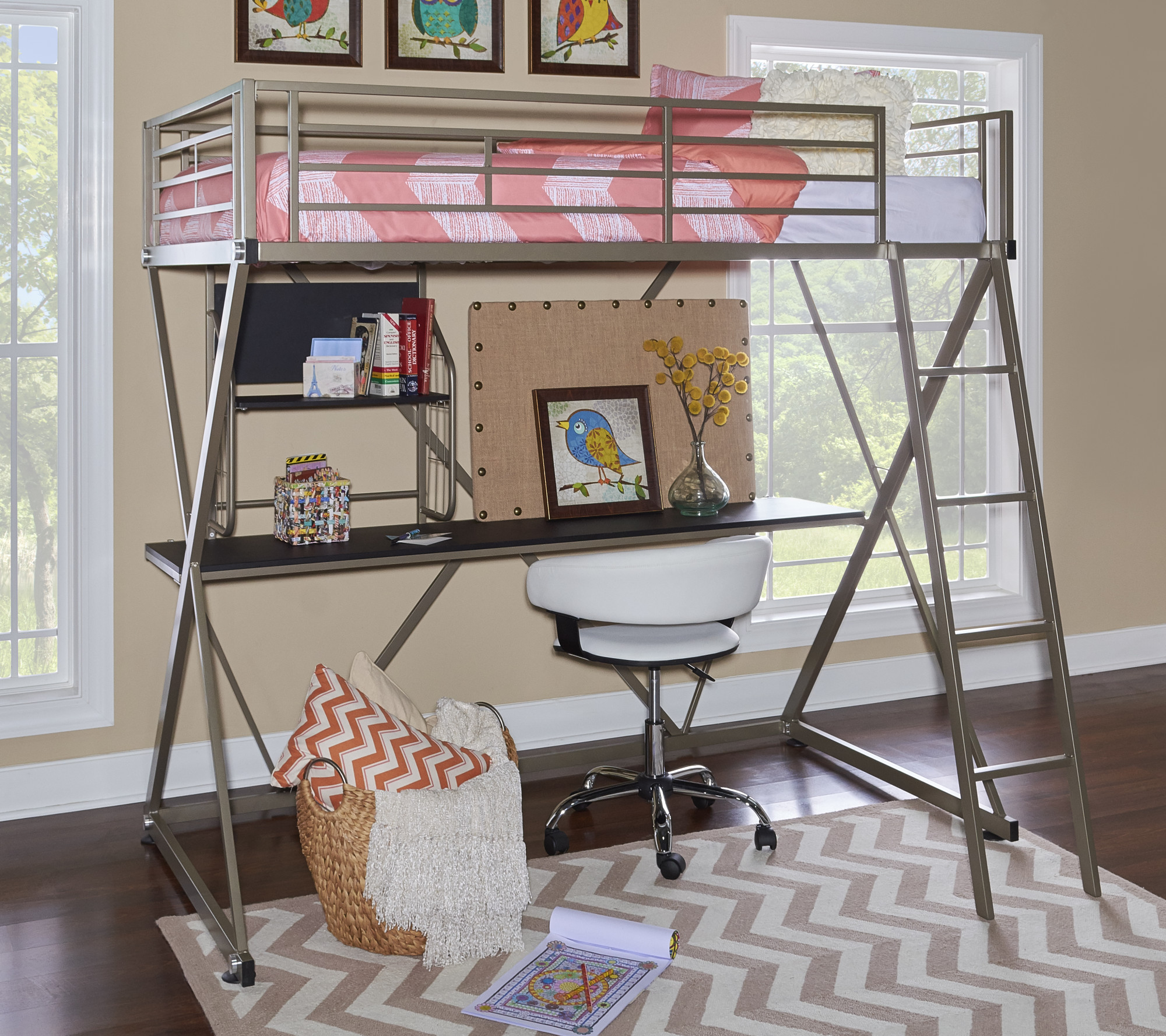 Powell Home Fashions 941119 ZLoft Twin Metal Bunk Bed Frame Grey eBay
