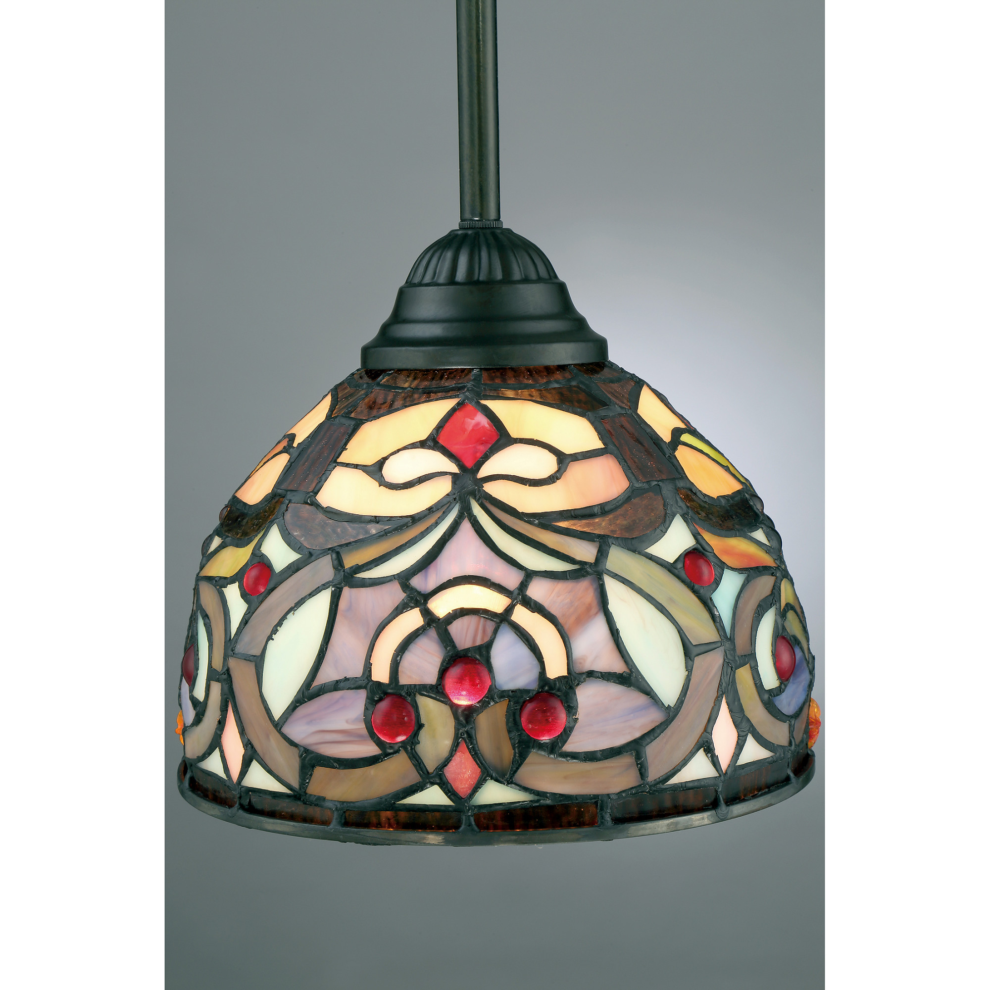 Quoizel Tf1508 Bronze Tiffany 1-light Mini Pendant With Glass Shade 