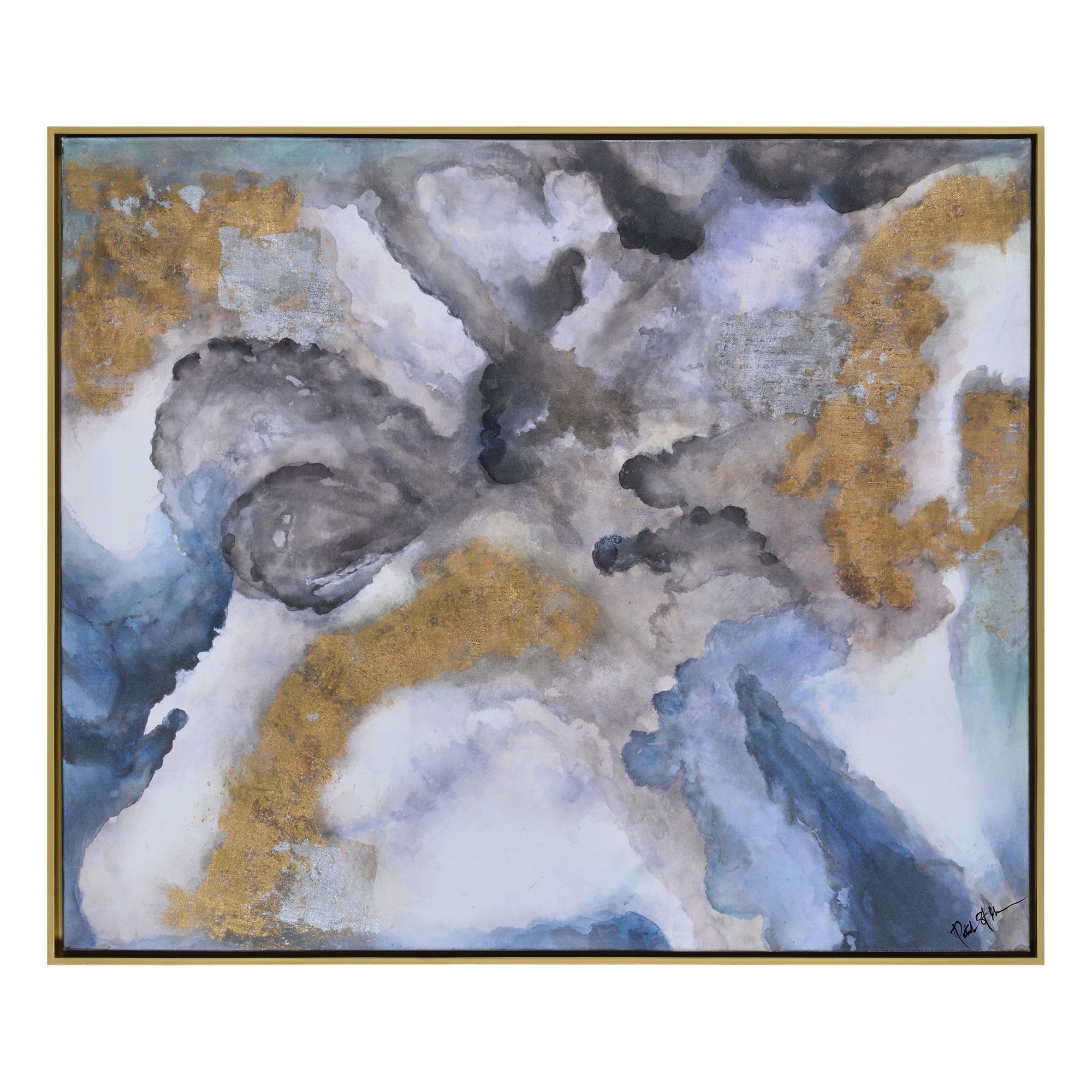 ren-wil-ol1297-winter-storm-61-1-2-x-51-5-8-framed-abstract-gold-ebay
