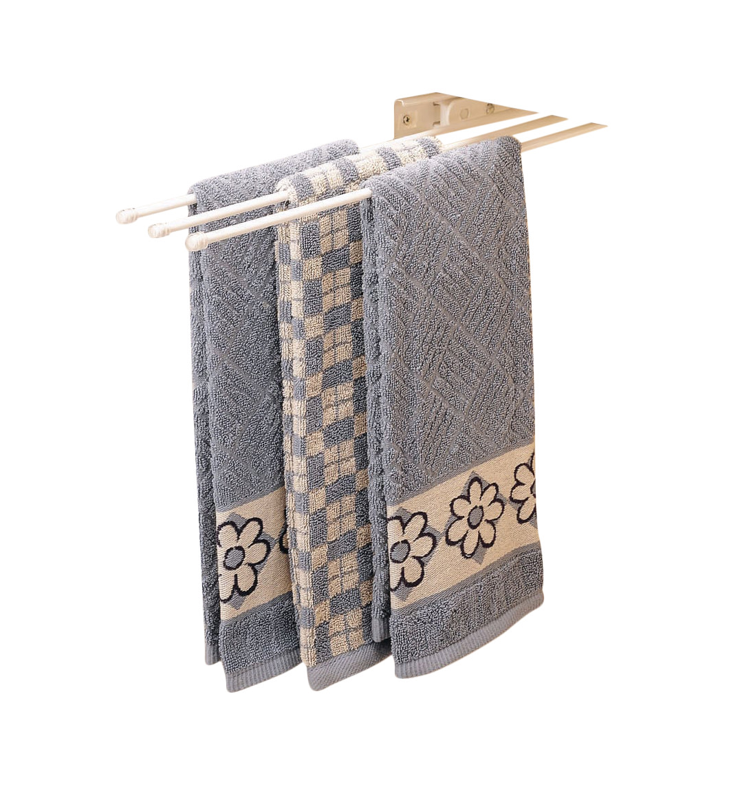 RevAShelf 56347 White 563 Series 3 Prong Towel Bar With 12" Slides