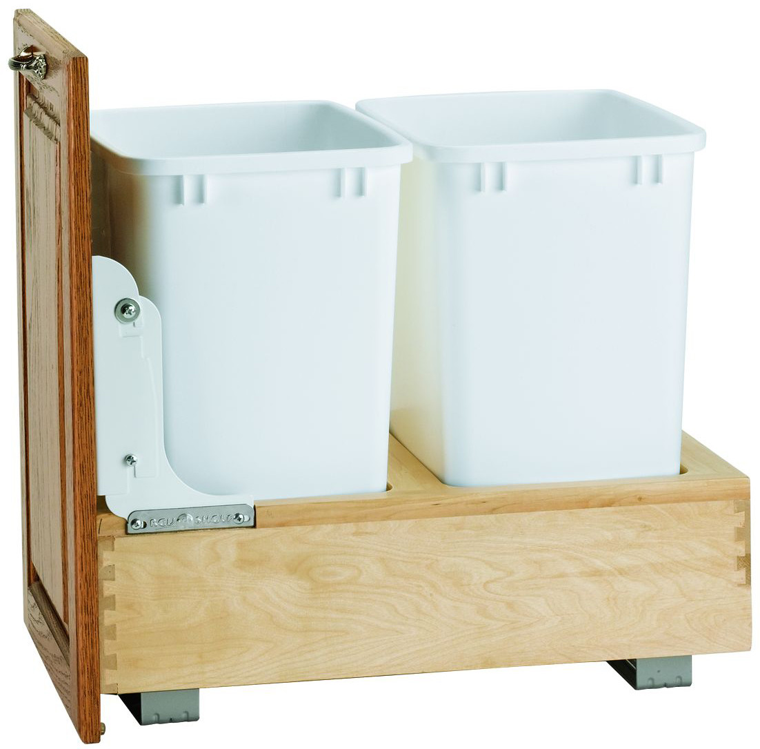 RevAShelf 4WC18DM2 4WC Bottom Mount Double Bin Trash Can White eBay