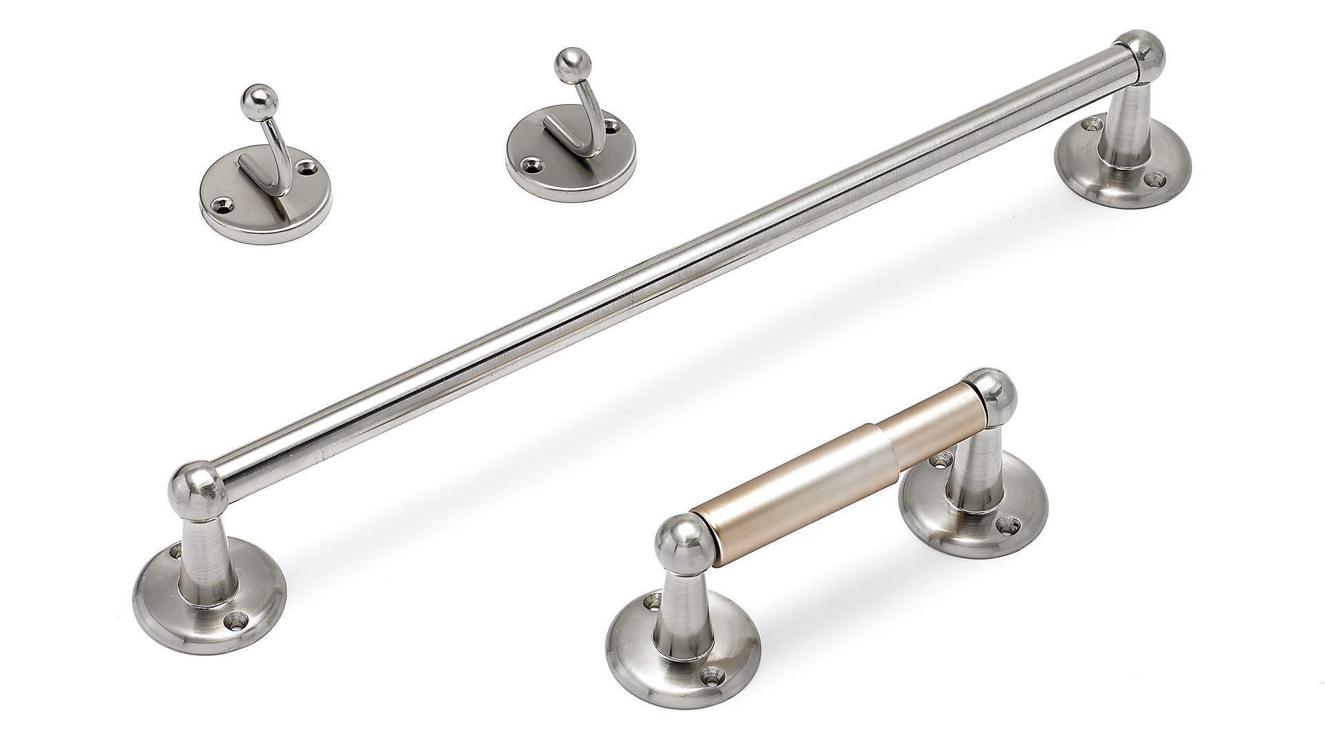 Richelieu 304 Nickel Euro 4 Piece Bathroom Value Package With 18" Towel