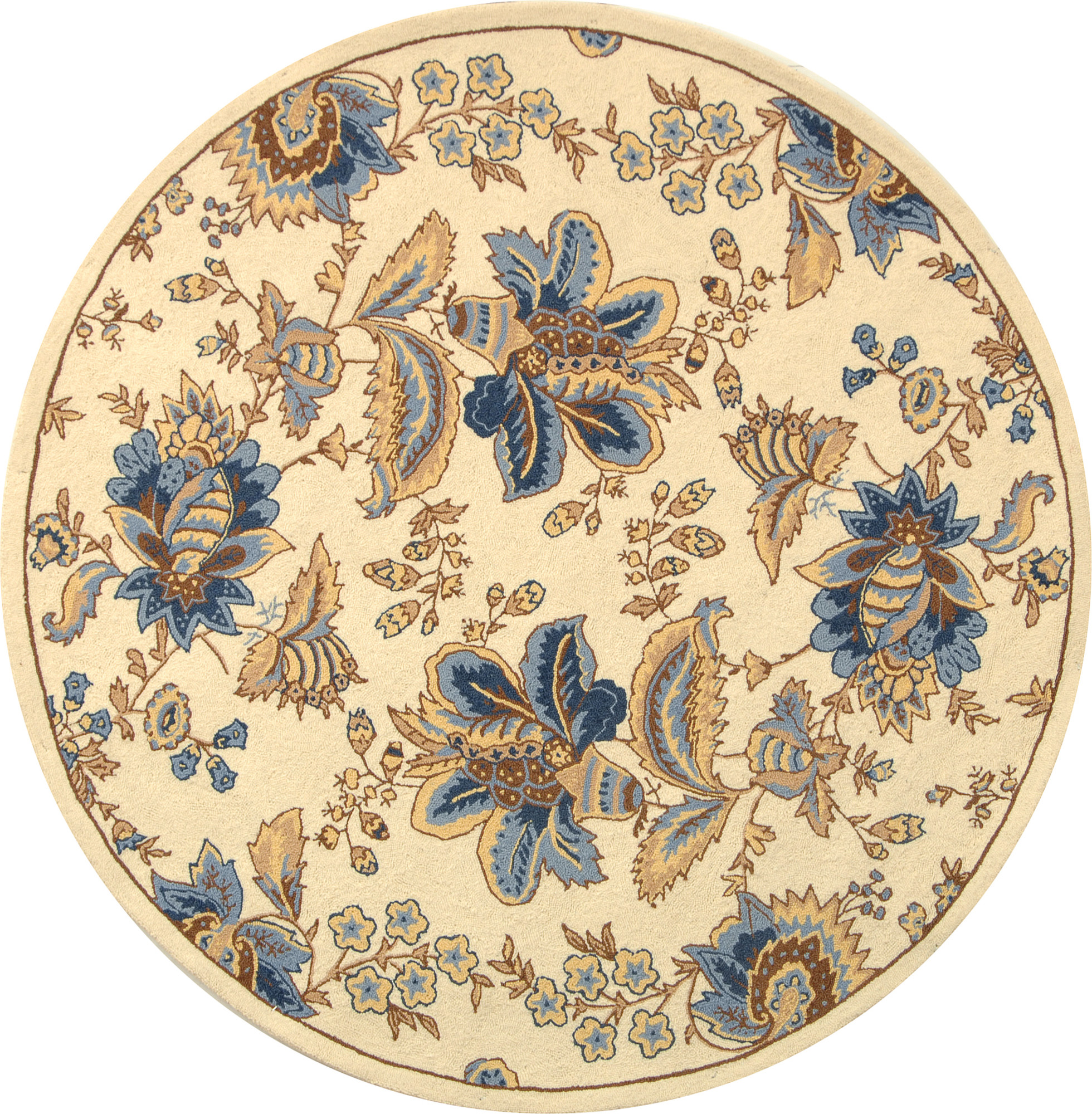 Safavieh HK3098R Ivory Chelsea 8' Round Wool Hand Tufted Floral Area