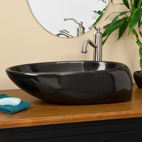 Signature Hardware 334754 24" Granite Vessel Bathroom Sink Black eBay