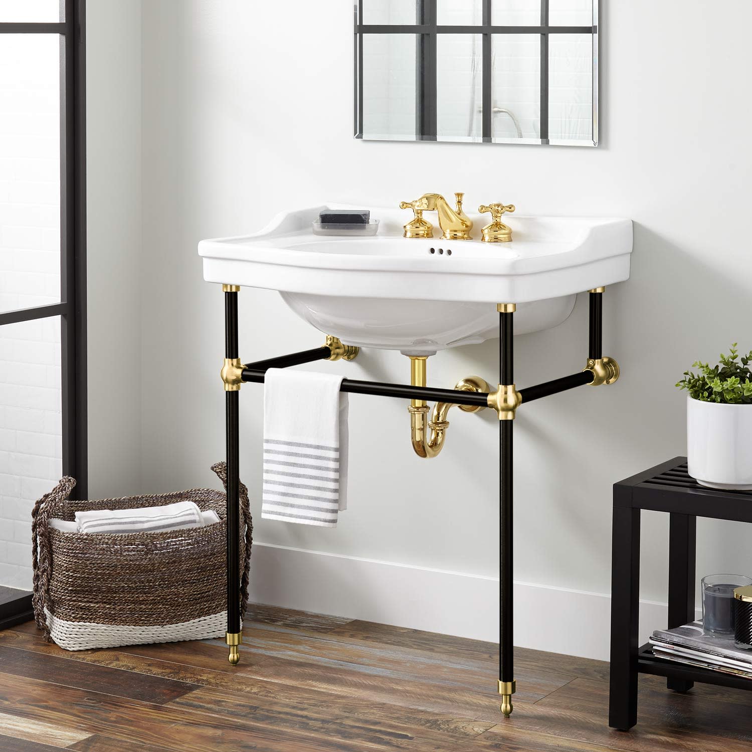 Signature Hardware 442878 Cierra 22" Brass Console Bathroom Sink