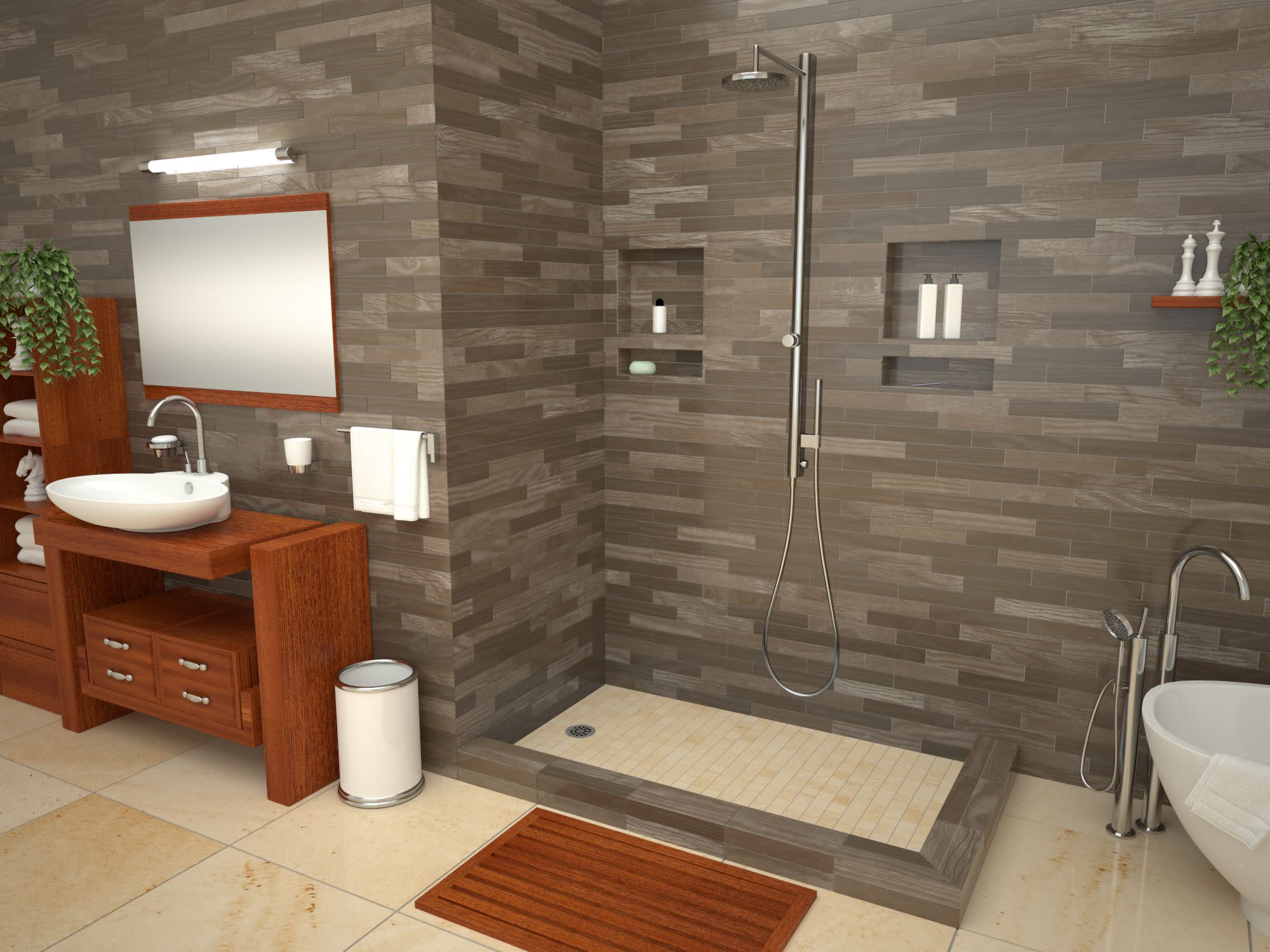 Tile Redi 3060LDR Redi Base 30" x 60" Rectangular Shower Base Chrome