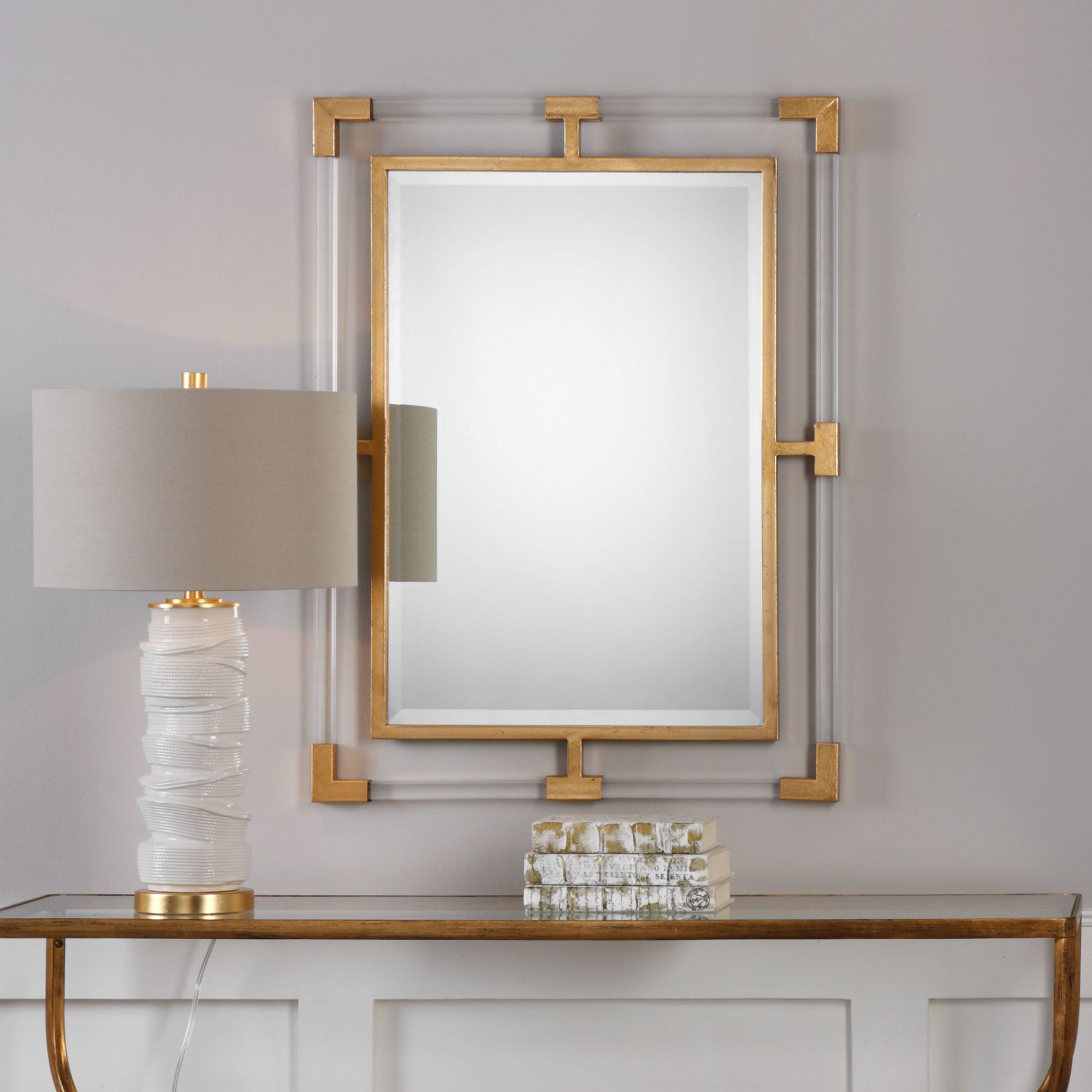 Uttermost 09124 Gold Balkan 38" X 28" Rectangular Beveled Framed Mirror
