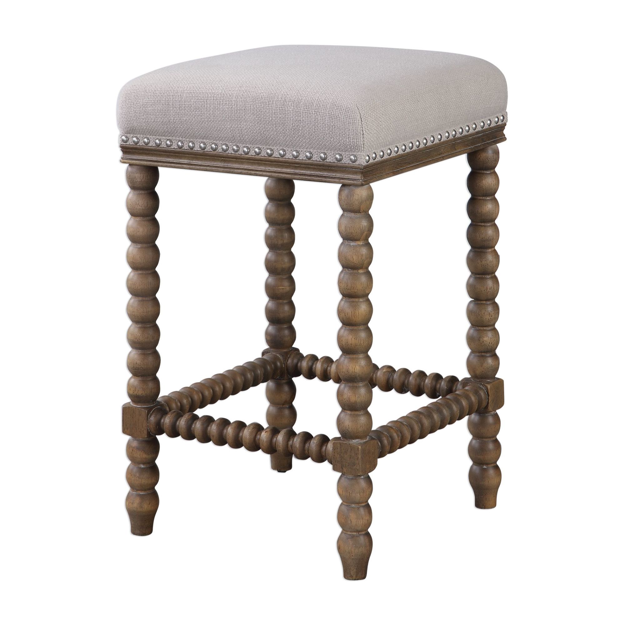 Uttermost 23495 Pryce 15"W Wooden Upholstered Counter Stool Soft