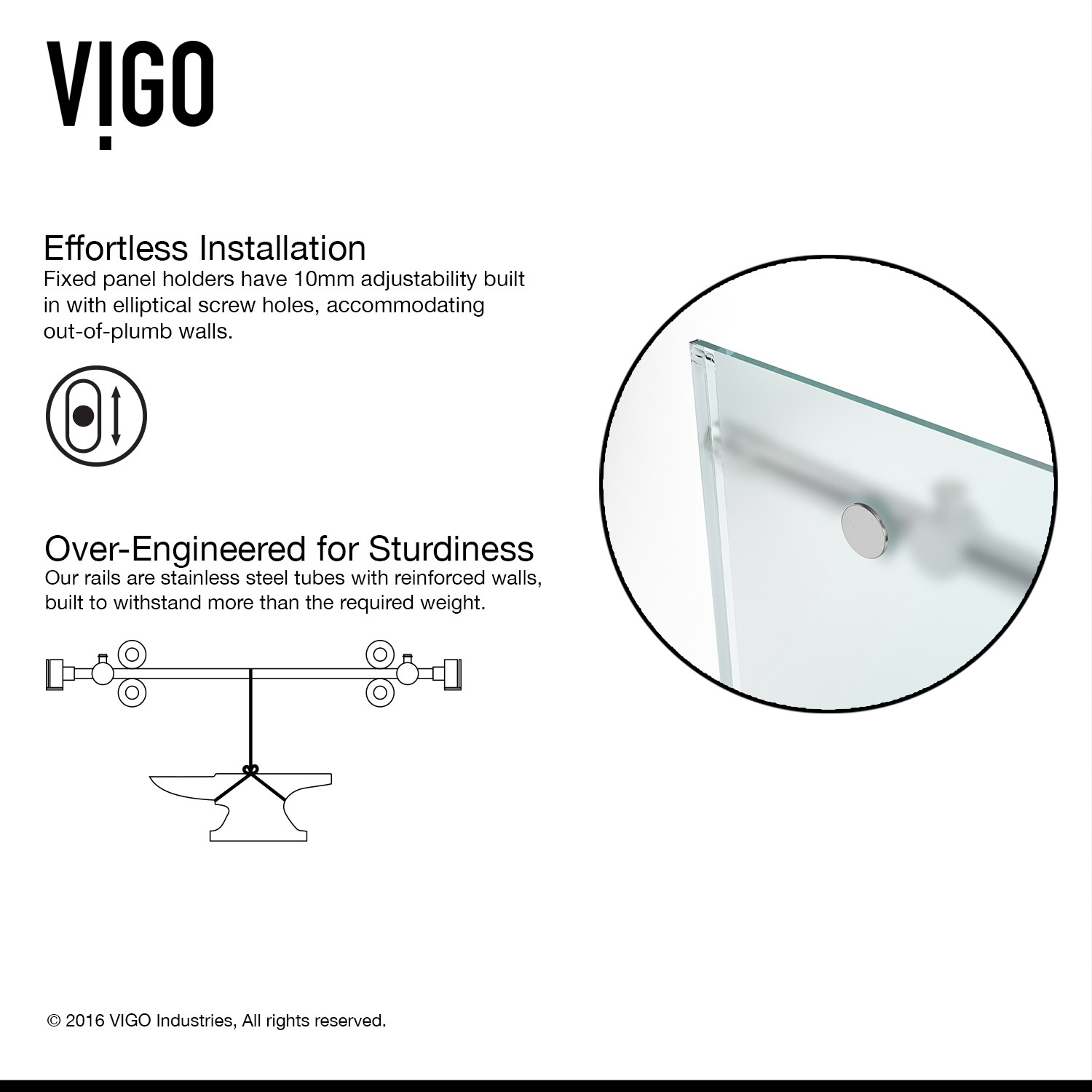 Details About Vigo Vg60416074r 60 Frameless Shower Door Chrome