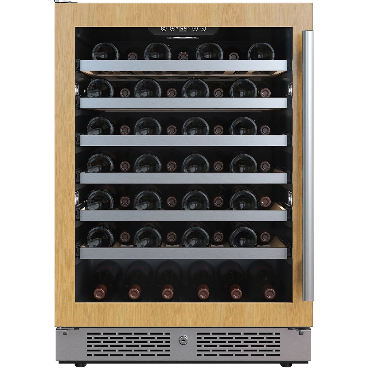 Transcend 15 in. 25-Bottle Seamless Stainless Steel Single Door Single Zone  Built-In Wine Cooler