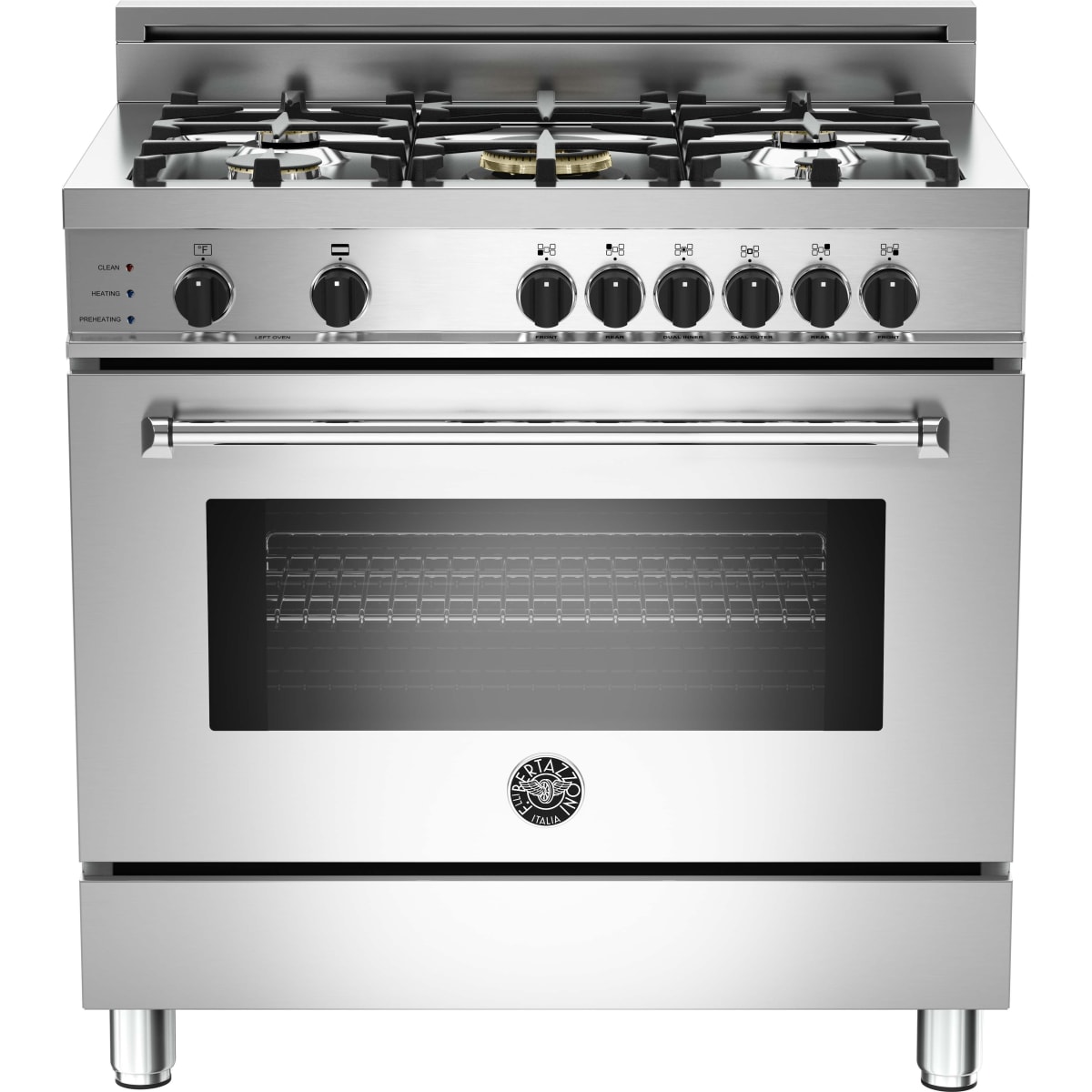 MAST486GRTBXT by Bertazzoni - 48 Gas Rangetop 6 brass burners + electric  griddle Stainless Steel