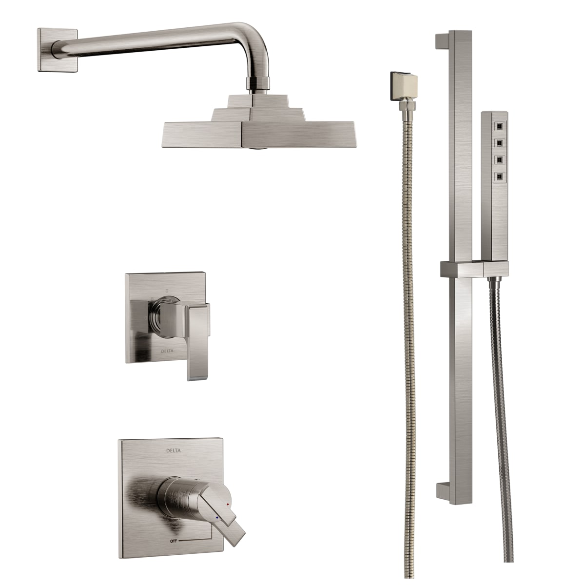 Delta DSS-Pivotal-17T01-BL Matte Black TempAssure 17T Series Thermostatic  Shower System with Integrated Volume Control, Shower Head, and Hand Shower  - Includes Rough-In Valves 