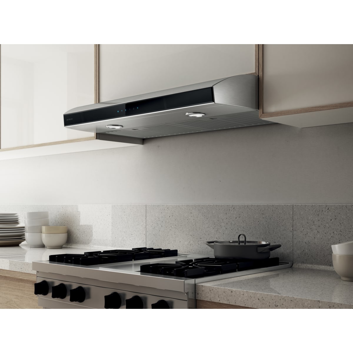 Elica EBL436SS 36 Inch Under Cabinet Range Hood with 4-Speed/430 CFM  Blower, Multi-Function LCD Controls, Halogen Lighting, Dishwasher-Safe Mesh  Filters, Heat Guard, CFM Reduction System, and UL Listed: Stainless Steel