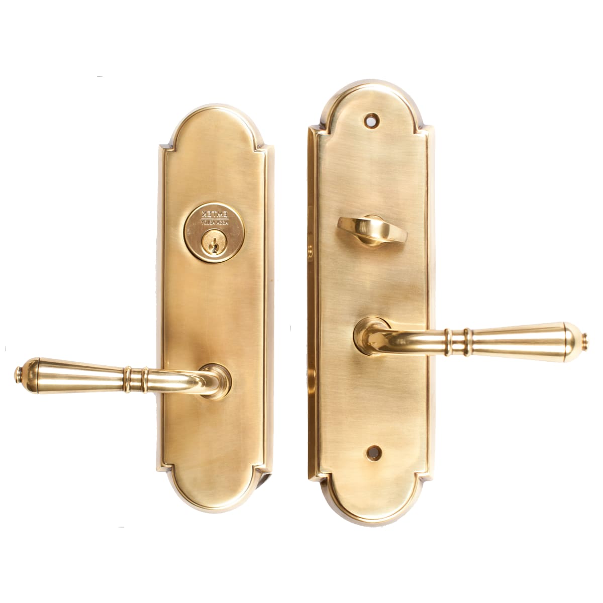 EMTEK Regency Mortise Entry Set with Matching Finish Bristol Knob Choice  of Left/Right Handing Available in Finishes F20330750BLLHUS10B Lef 