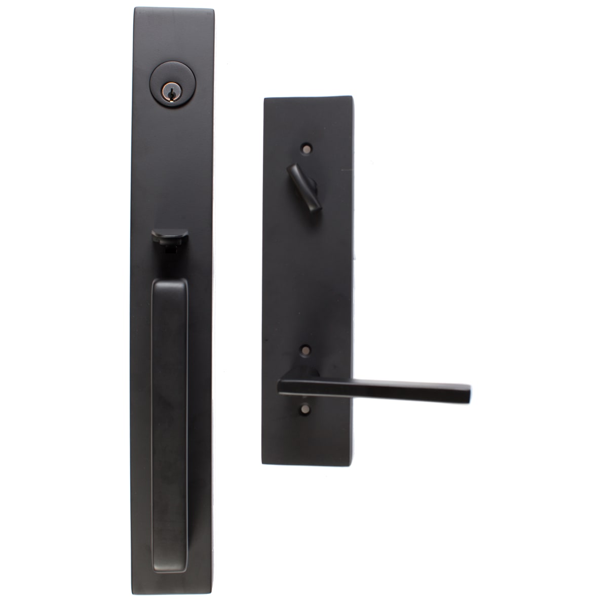EMTEK Lugano Mortise Entry Set with Matching Finish Lancaster Knob Choice  of Left/Right Handing Available in Finishes F20334875LNRHUS26 Rig 
