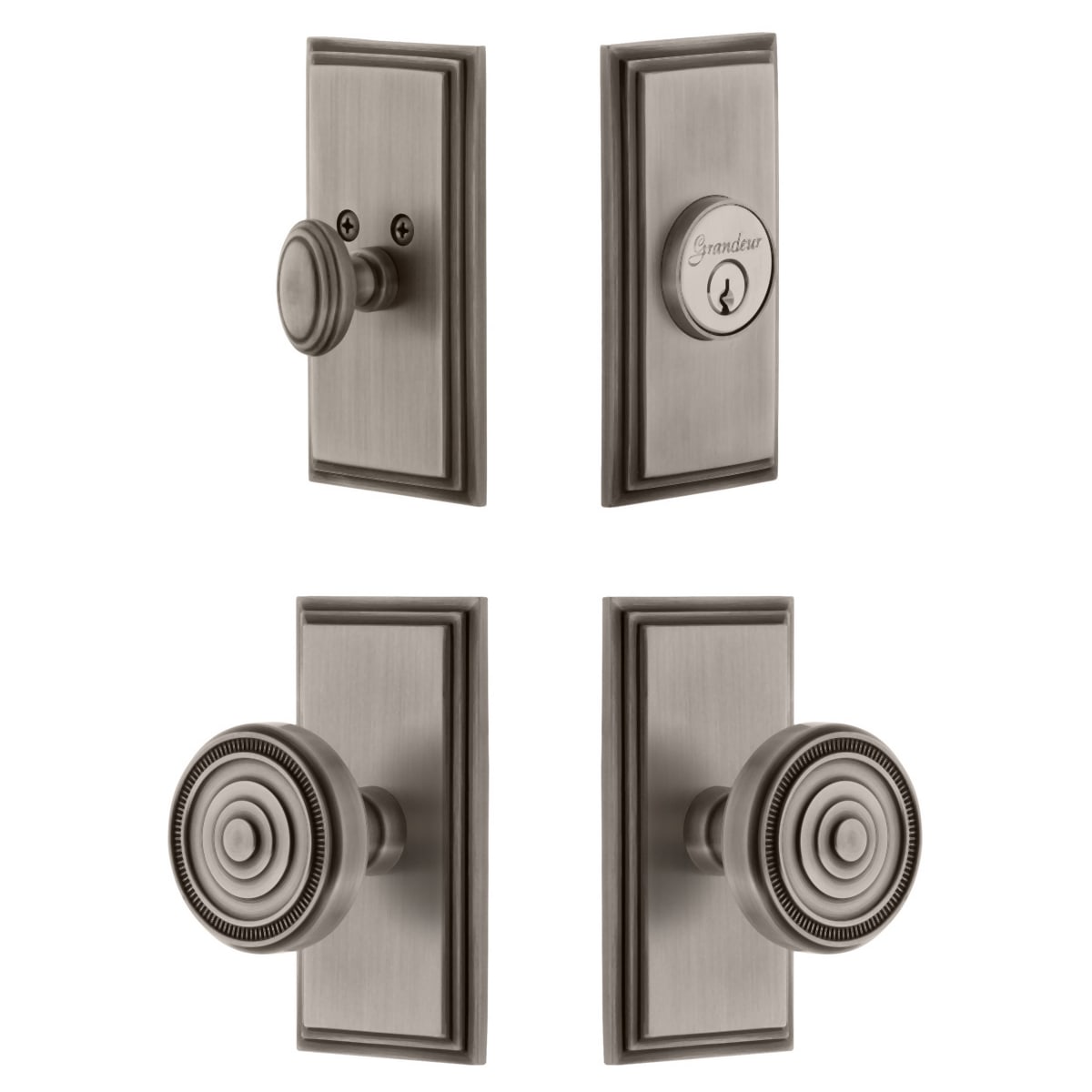 Grandeur 833888 Carre Solid Brass Single Cylinder Keyed Entry