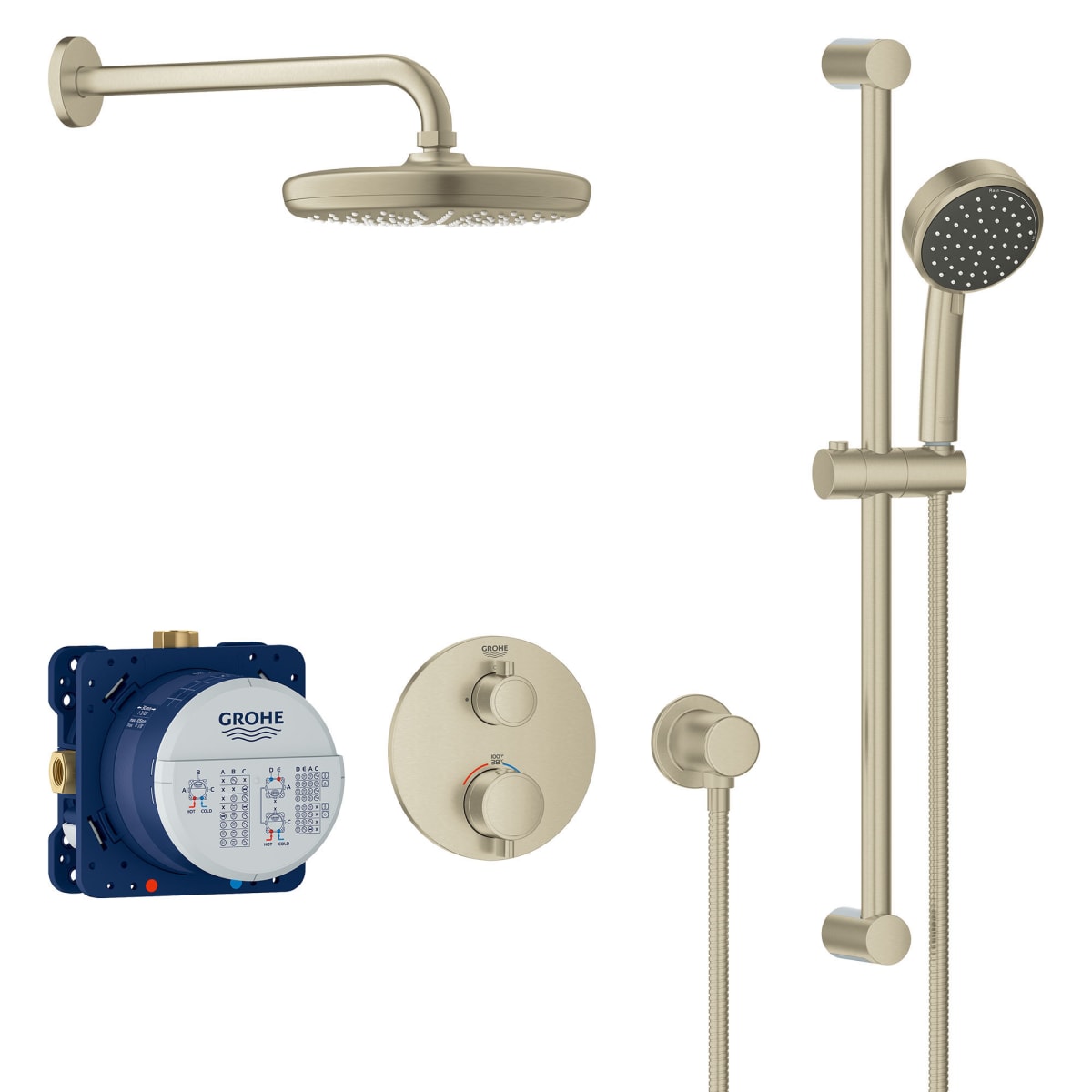Thermostatic Faucet Axor -Concealed -Box -IBOX. Grohe Whisper. Brand Shower Set.
