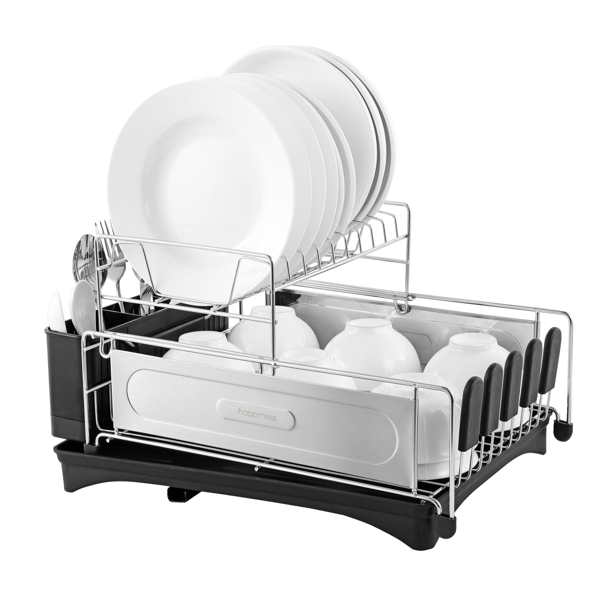 Compact 2-Tier Fingerprint-Proof Stainless Steel Dish Drying Rack