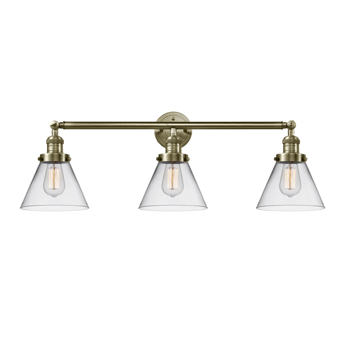 208-AC-G41 Innovations 2 Light Large Cone Bathroom Fixture in Antique Copper 
