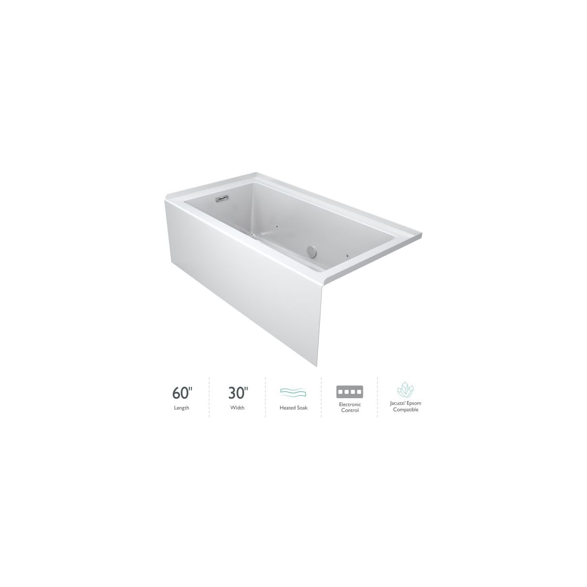Jacuzzi LNS6030BLR2HSW Linea 60" x 30" Three Wall Alcove