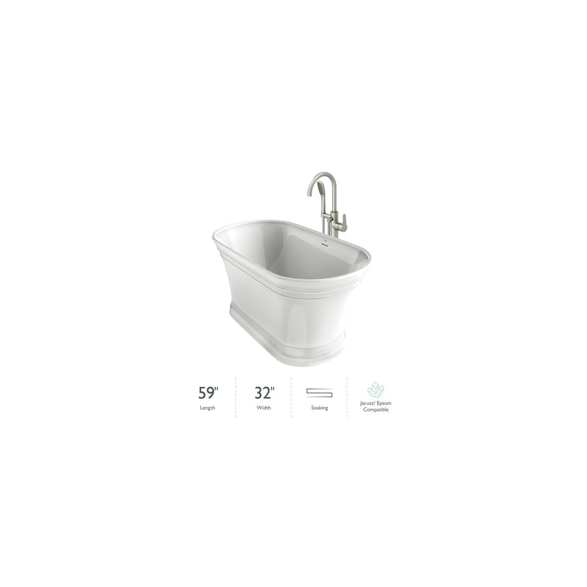 Jacuzzi LYN5931BCXXXXG Lyndsay 59" Soaking Bathtub for