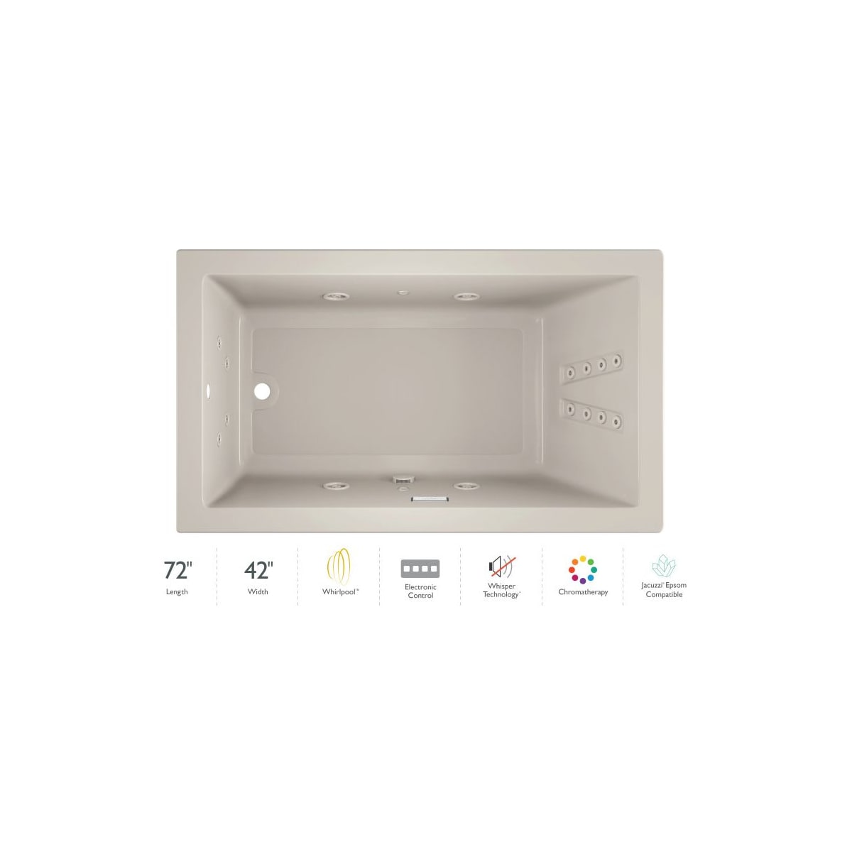 Jacuzzi SOL7242WLR4CWY 72" x 42" Solna™ DropIn/Undermount