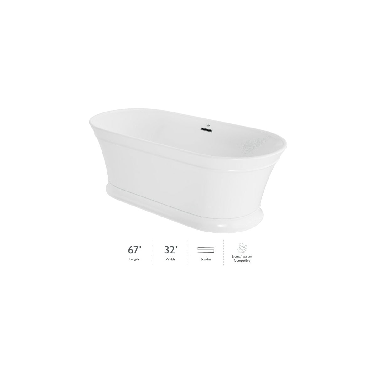 Jacuzzi LDF6731BCXXXXW Lyndsay 67" Free Standing Acrylic