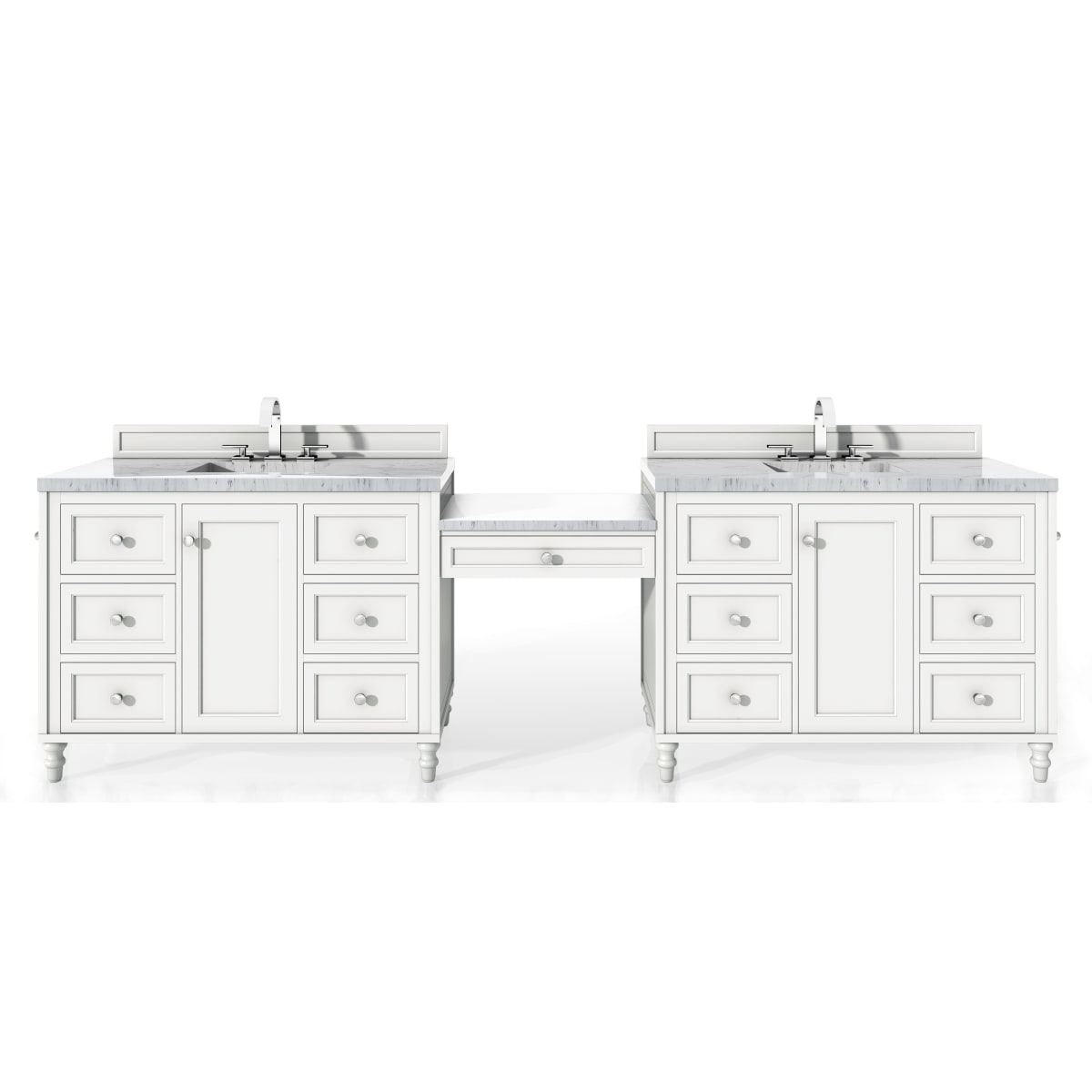 James Martin Copper Cove Encore 86 Double Vanity Set Silver Gray with Makeup Table 3 cm Arctic Fall Solid Surface Top