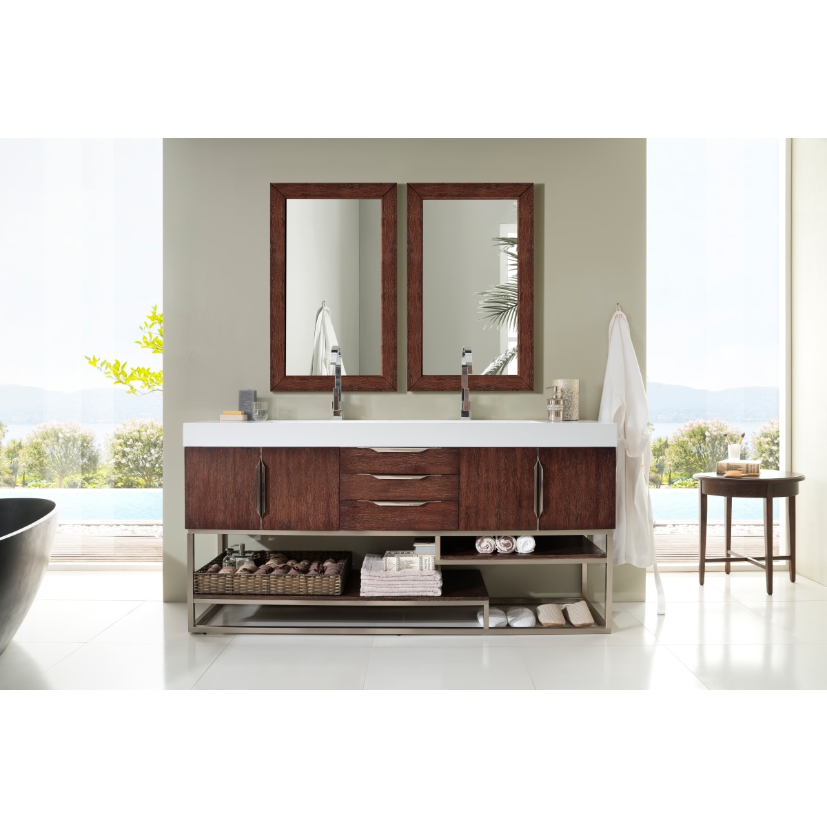 James Martin Vanities 388V72DCFOBNMW Columbia 72" Free
