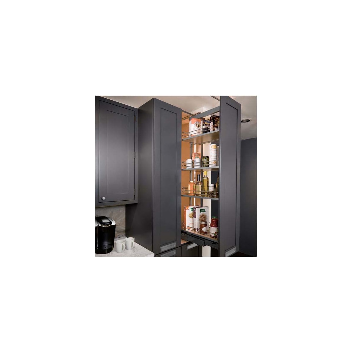 Hafele Full Extension Pantry Pull-Out - Frame Finish Champagne, Height 74 7 /8 - 90 1 /2 in