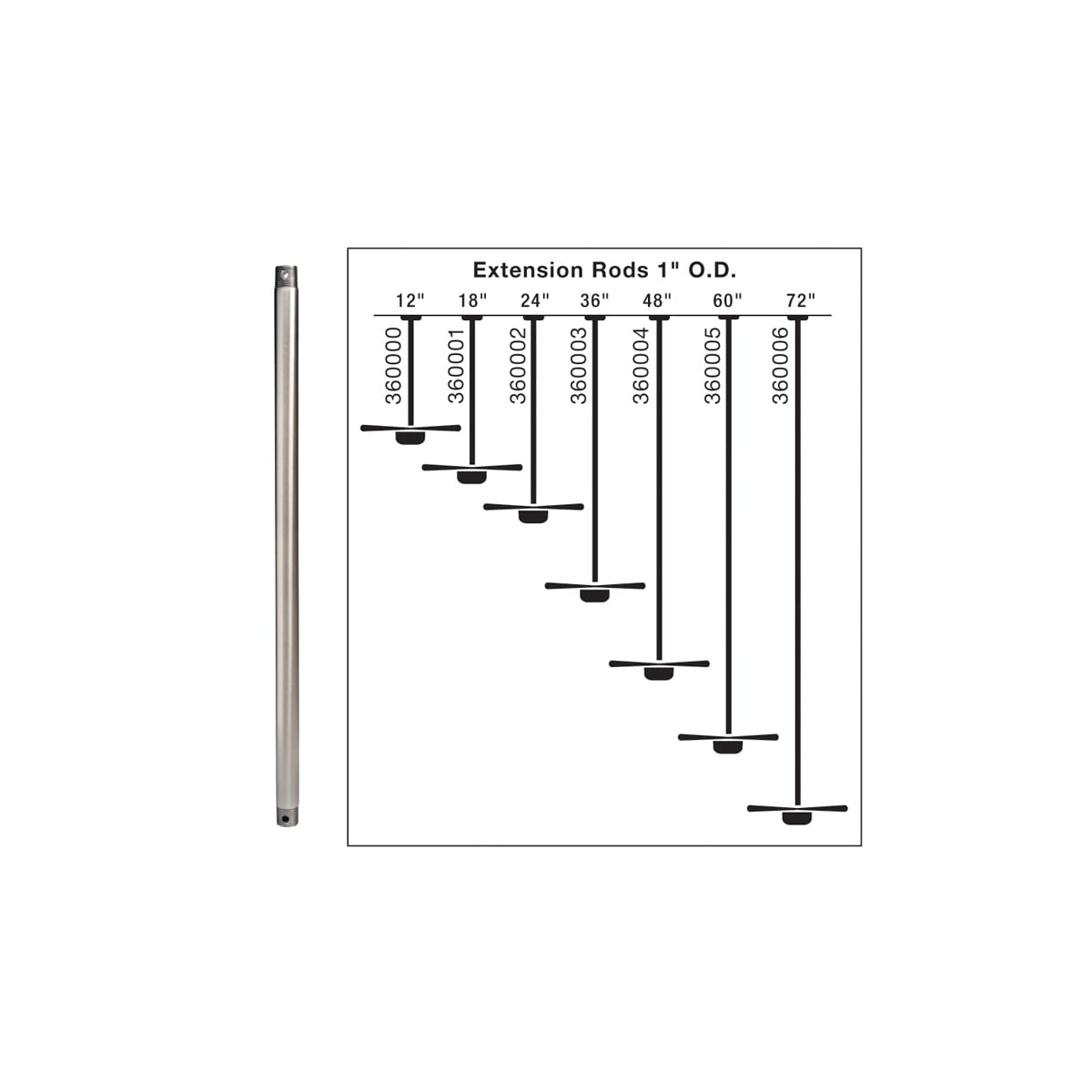 Kichler 360006ADC 72" Down Rod for 15 Ft Ceilings
