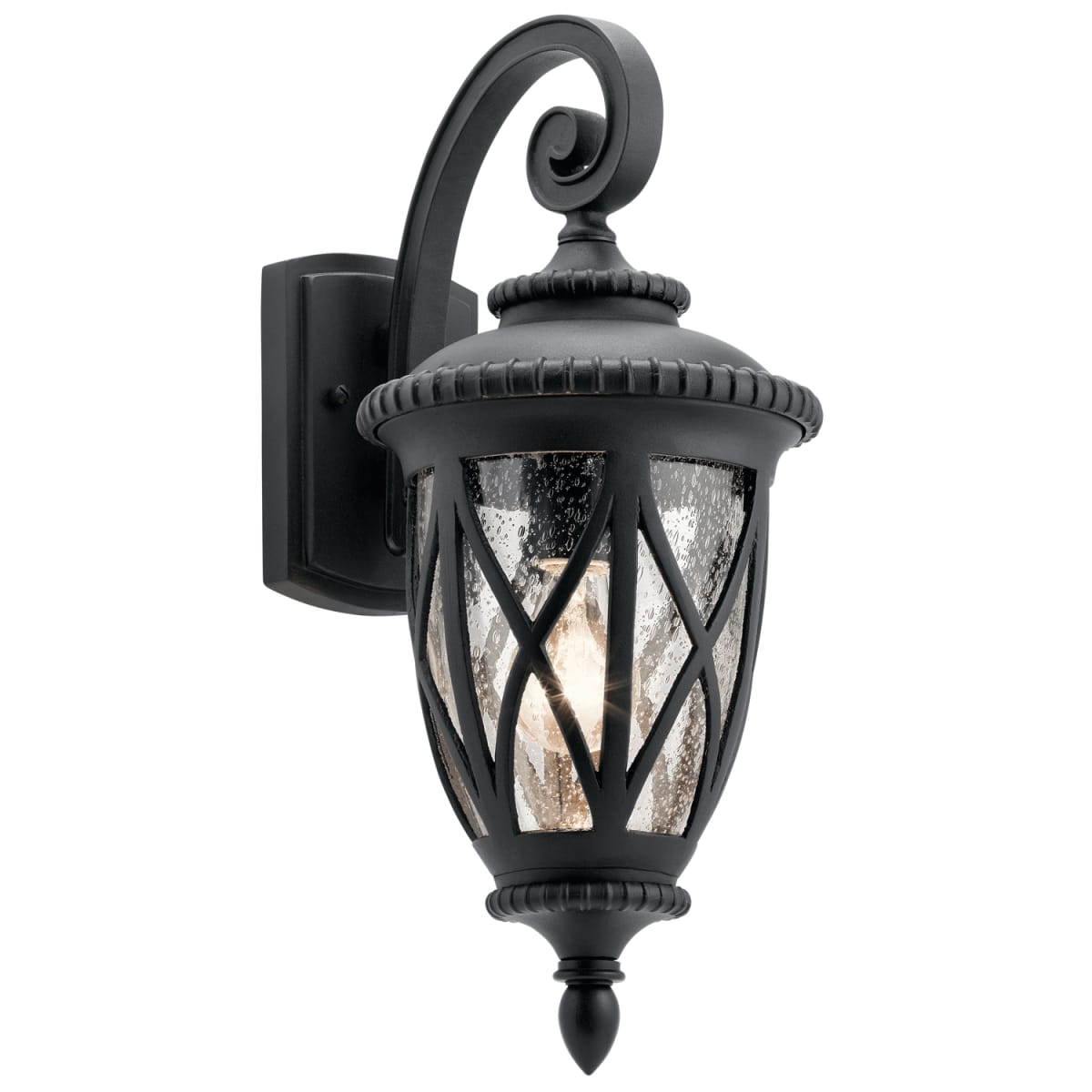 Kichler 49847bkt Admirals Cove 1 Light, 1 Light Black 18 75 In Outdoor Wall Lantern Sconce With Seeded Glass