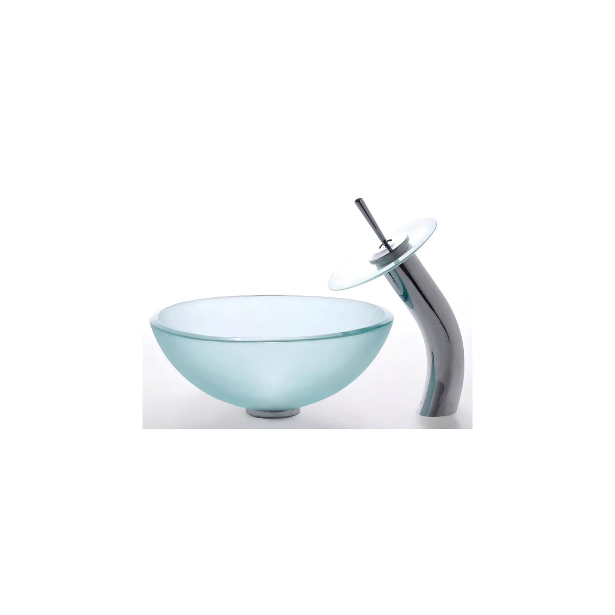 Kraus C-GV-101FR-12mm-10ORB Frosted Glass Vessel Sink and Waterfall Faucet Oil Rubbed Bronze 