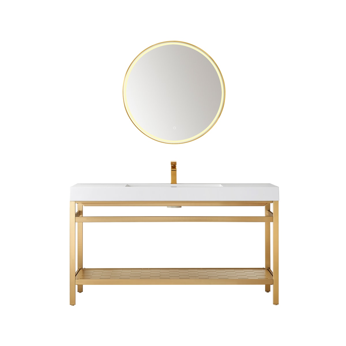 Freestanding White Bathroom Vanity Set with Ceramic