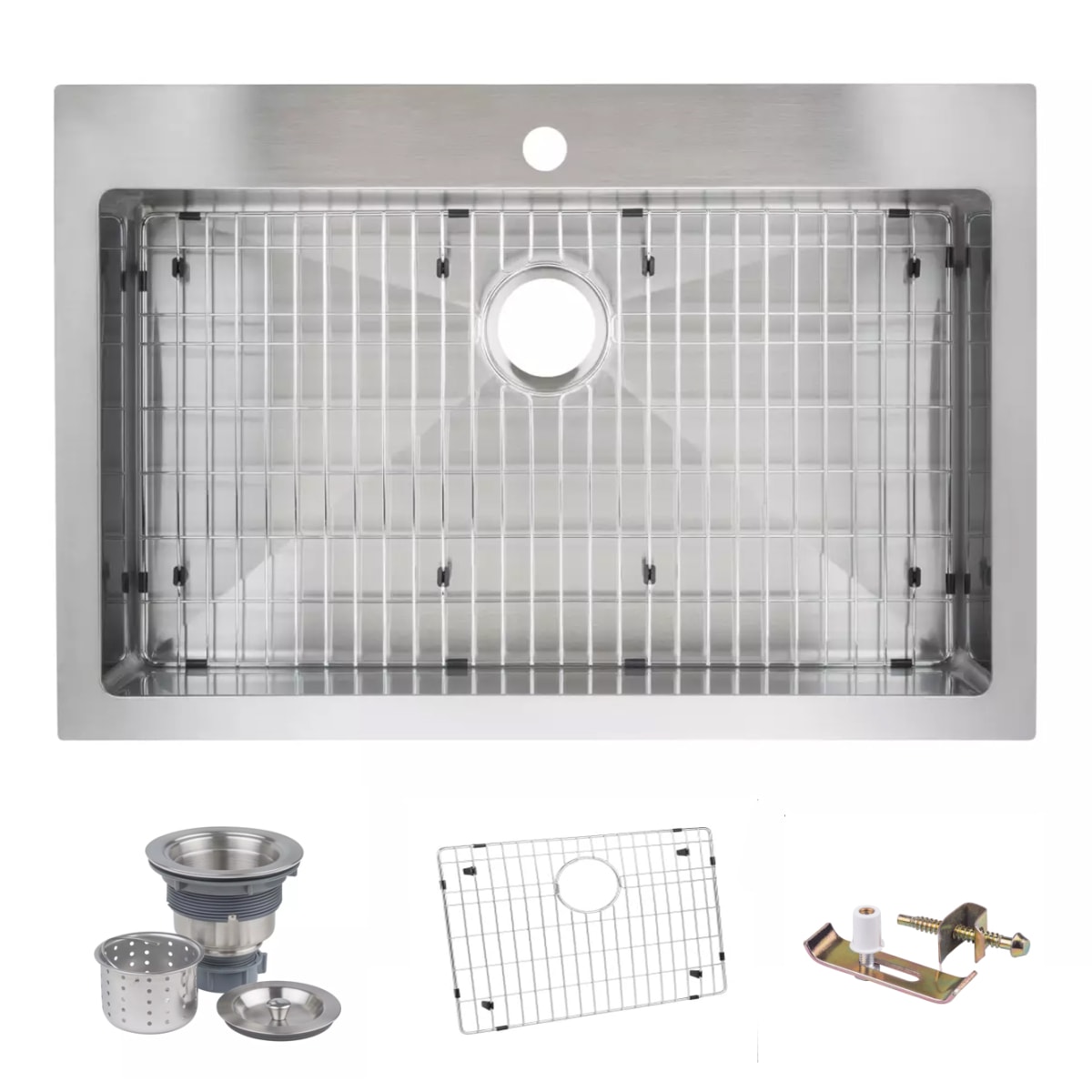 KOHLER Prologue Dual-mount 33-in x 22-in Stainless Steel Single Bowl 2-Hole  Workstation Kitchen Sink with Drainboard in the Kitchen Sinks department at