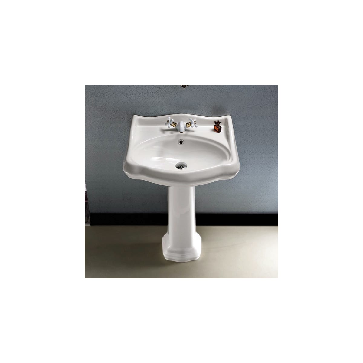 Nameeks Traditional Pedestal Sink in White with 3 Faucet Holes Nameeks Traditional Pedestal Sink in White with 3 Faucet Holes