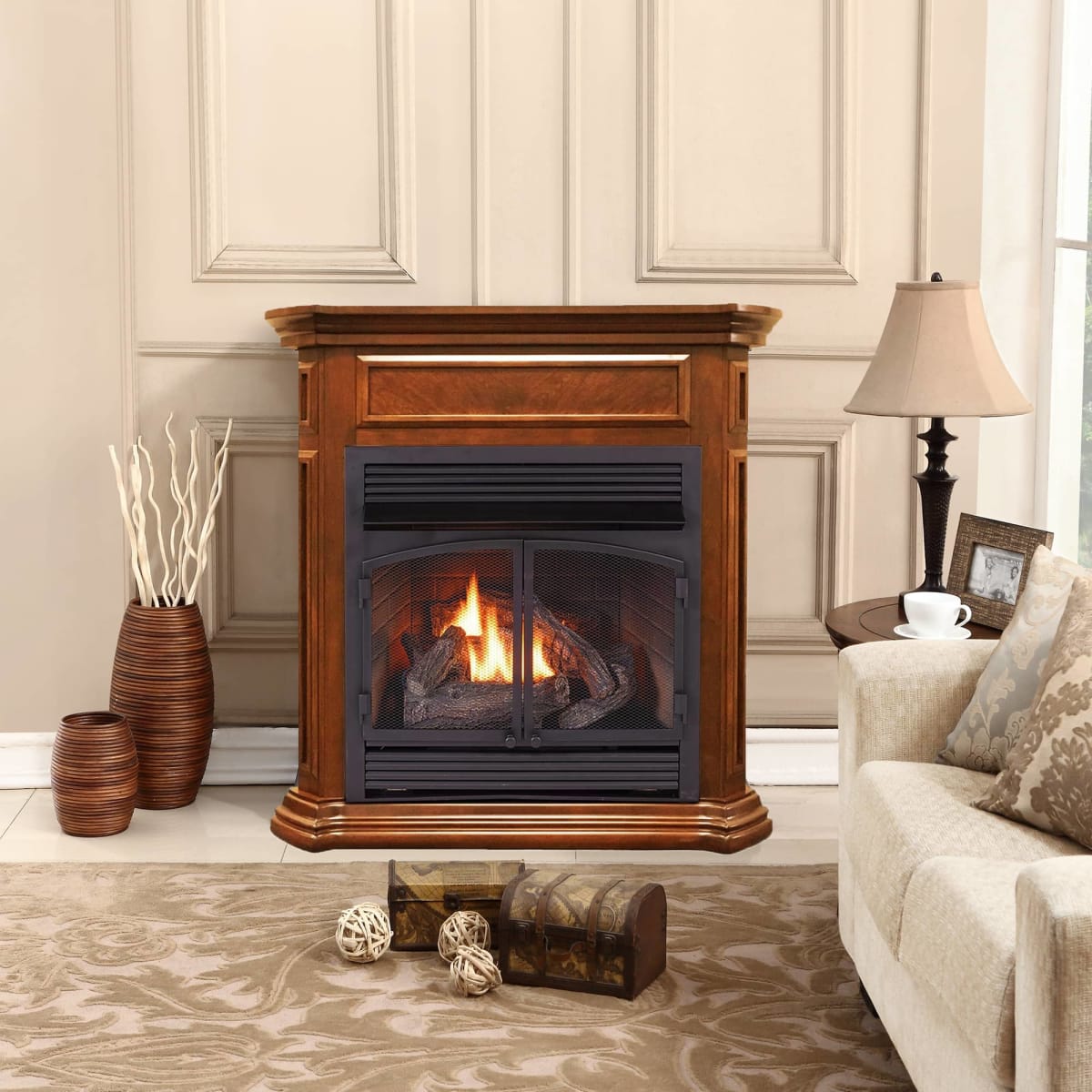 ProCom FBNSD400RT-4AS 32,000 BTU Vent Free Dual Fuel Mantel