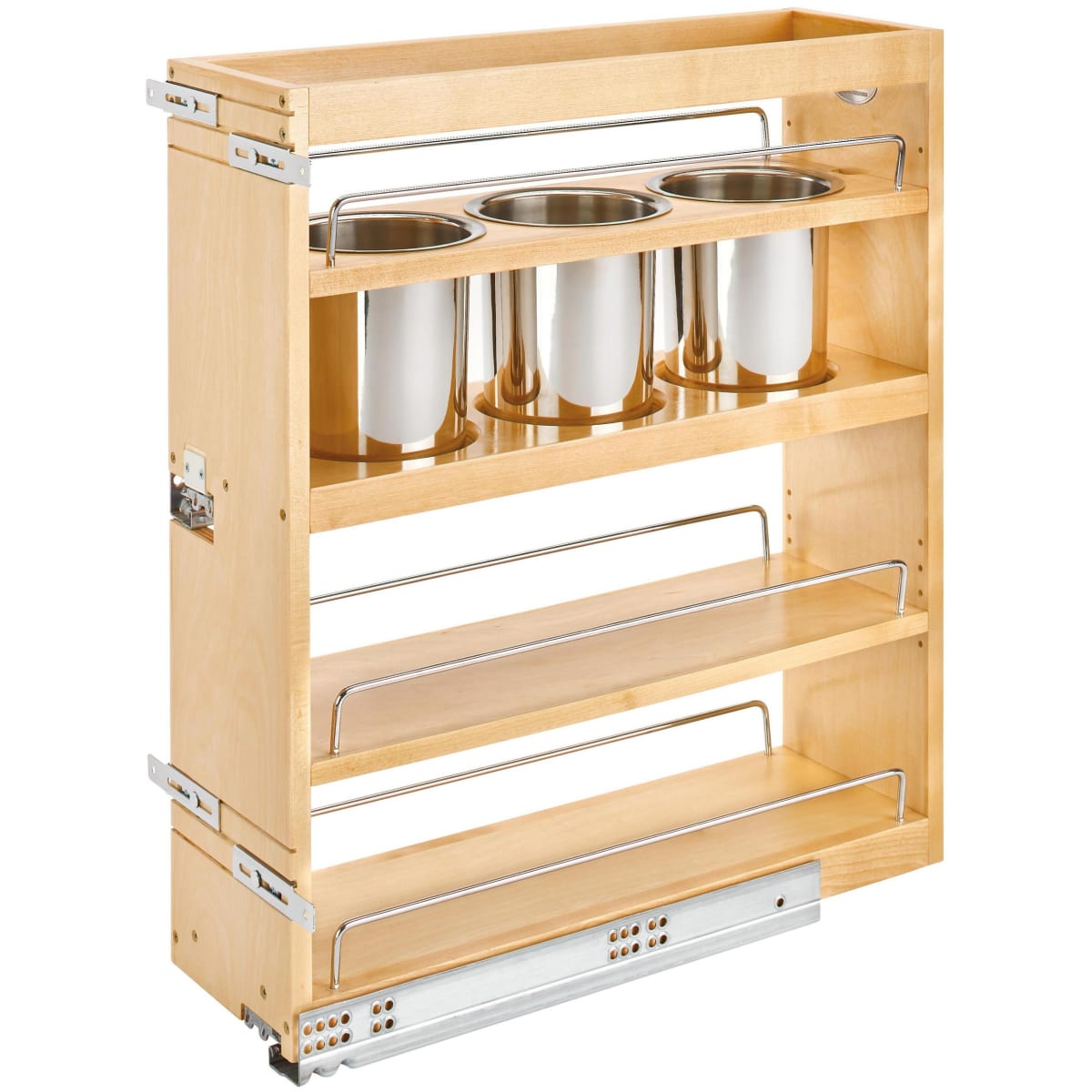 Rev-A-Shelf Organizador de gabinete con base extraíble con cierre suave,  estantes ajustables para gabinetes de cocina o tocador de altura completa