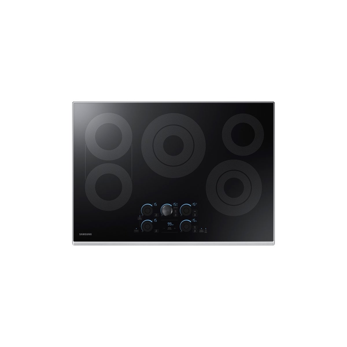 Samsung NZ30K7570RS 30 Inch Electric Cooktop with 5 Radiant Heating  Elements, Rapid Boil, Simmer/Melt Burners, Dishwasher Safe Blue  LED-Illuminated Knobs, Wi-Fi Connectivity and Hot Surface Indicator Light:  Stainless Steel Trim