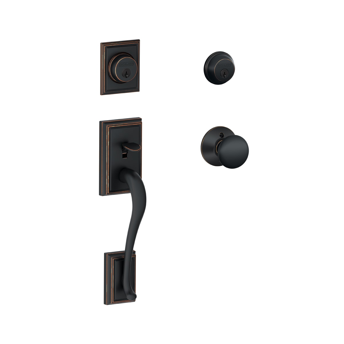 Schlage F92-PLY Plymouth Dummy Exterior Handleset from the F-Series, Matt Black by Schlage Lock Company - 3
