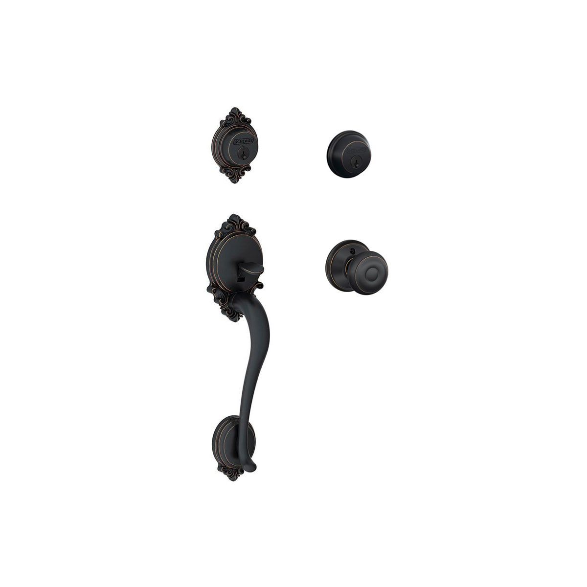 Schlage F62BRK716GEO Brookshire Double Cylinder Handleset