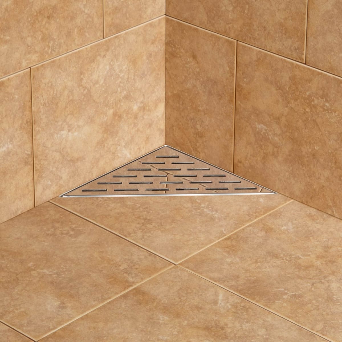 8 Cohen Tile-In Corner Shower Drain - with Drain Flange - Brushed  Stainless Steel