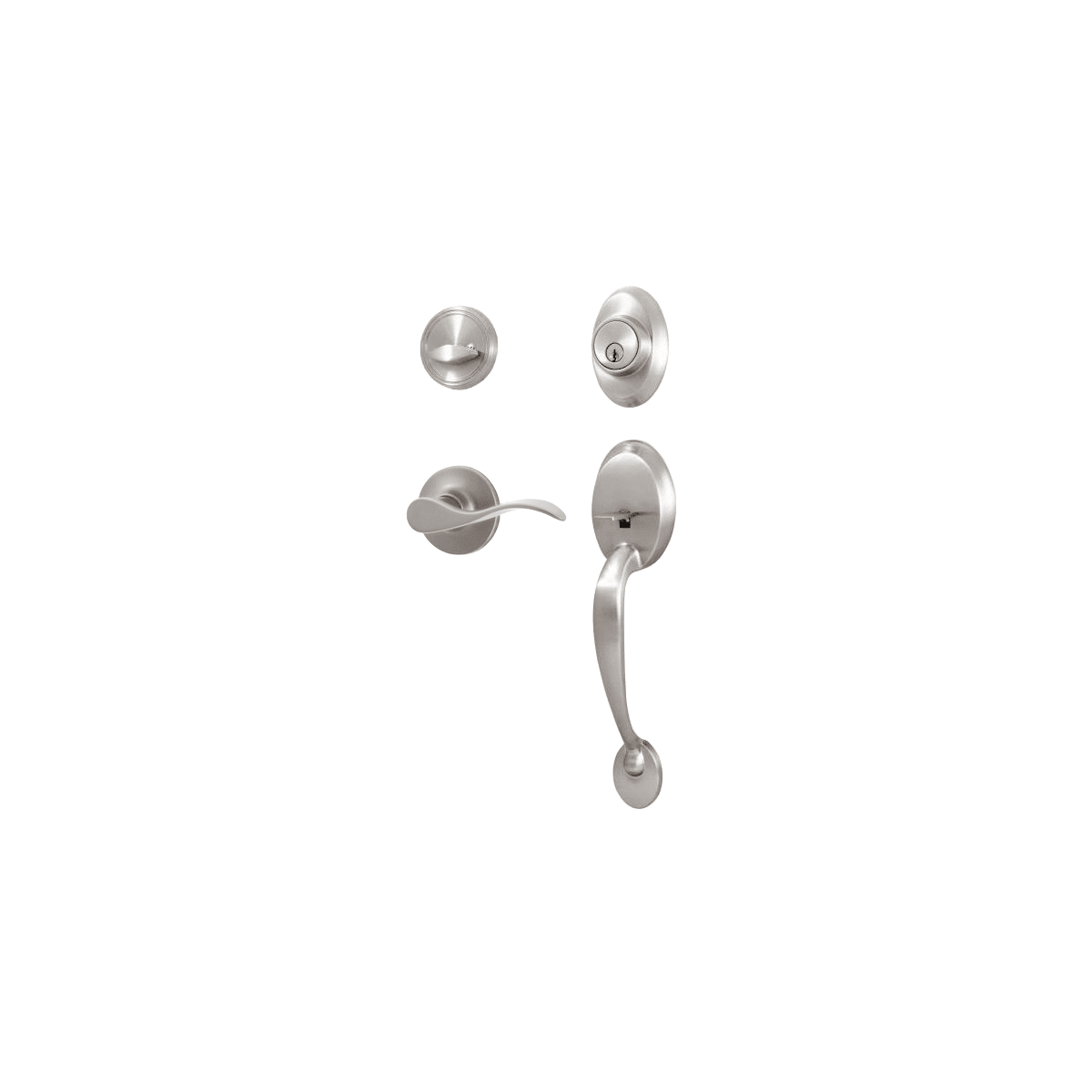 Premiere Essentials Hillcrest Single Cylinder Satin Nickel Door Handleset with Bristol Lever