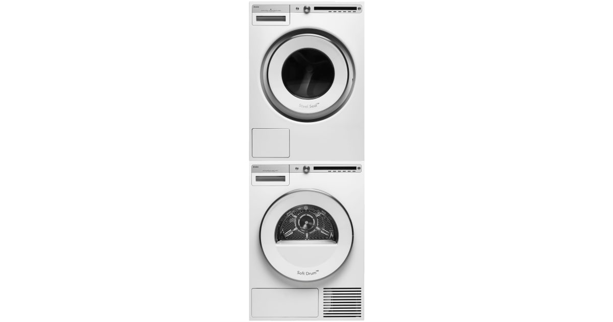 Asko W4114CWT411HSW Stacked Washer & Dryer Set with Front