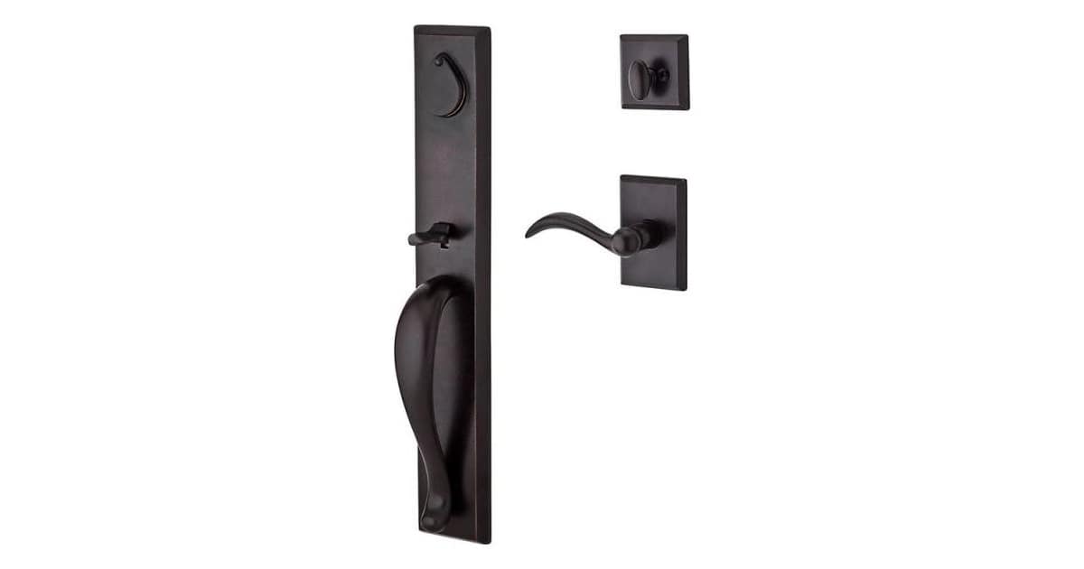 Baldwin PSARCRSR481 Reserve Passage Arch With Rustic Square Rose In Dark Bronze Finish