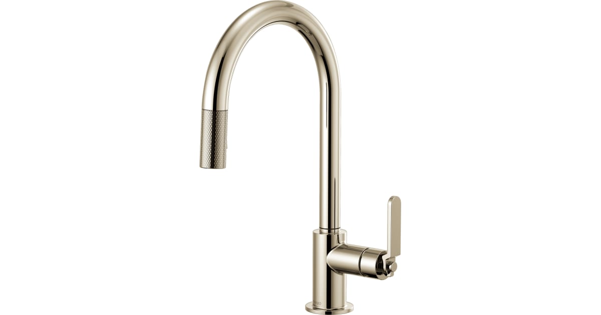 Brizo 63044LF-PN Litze Single Handle Arc Spout Pull Down Kitchen Faucet ...