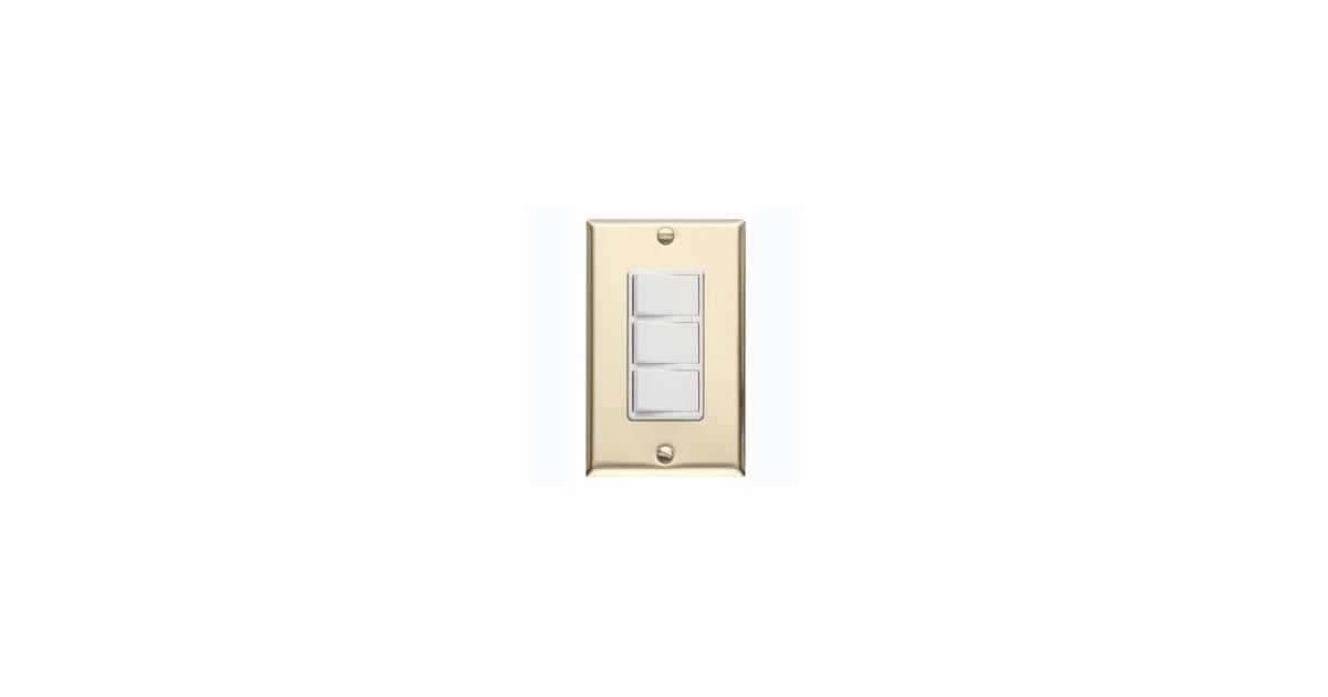 Broan 65W 3 Function Rocker Switch with Brass Plate and White Controls ...