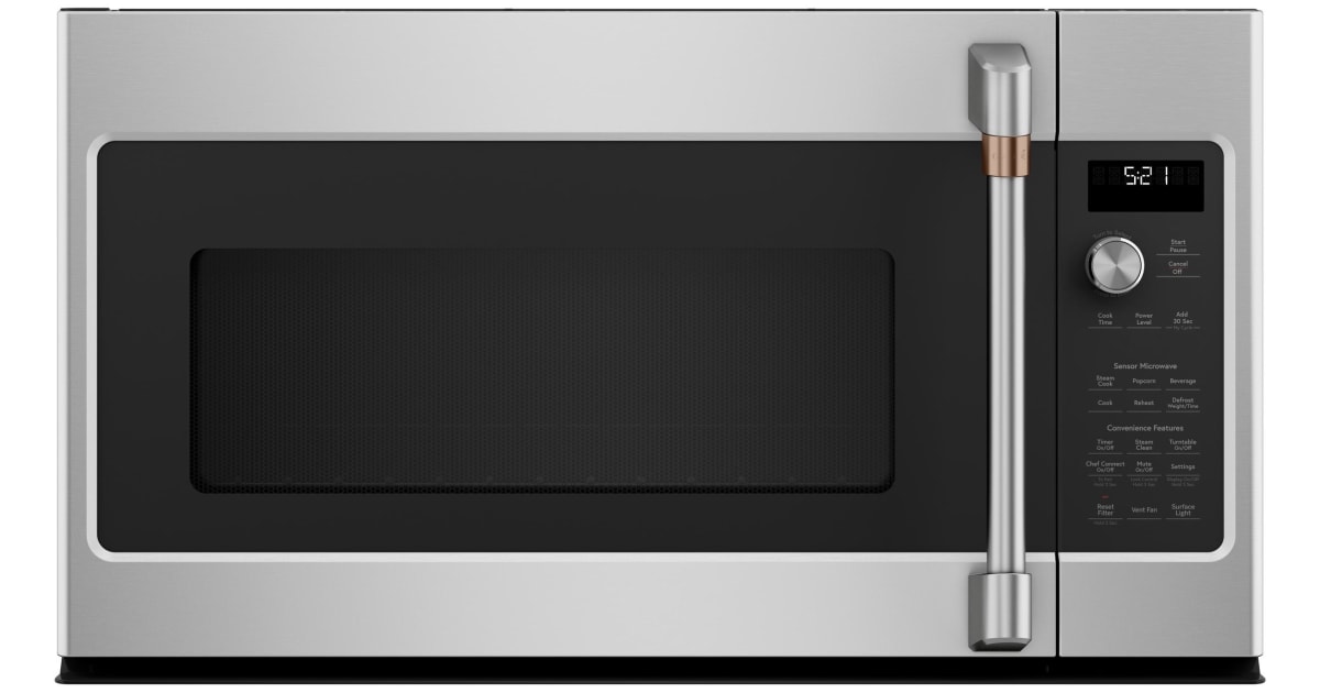 GE Cafe 2.1 Cu. Ft. Over The Range Microwave Oven in Stainless Steel with  Brushed Stainless Handles