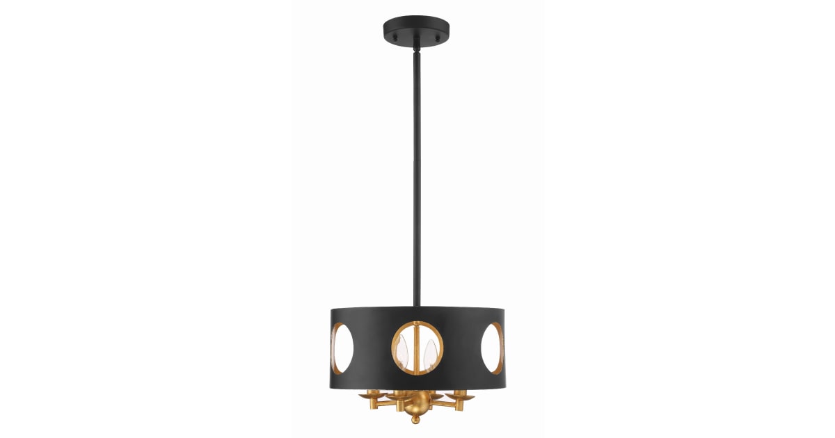 Crystorama Lighting Group ODE-700-BK-GA Odelle 4 Light 14" Wide Pendant ...